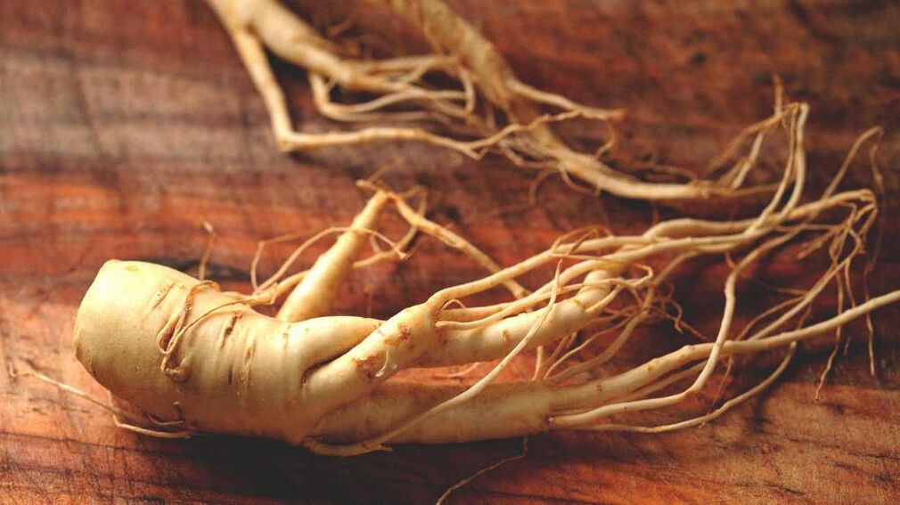 Raíz de ginseng para aumentar la potencia.